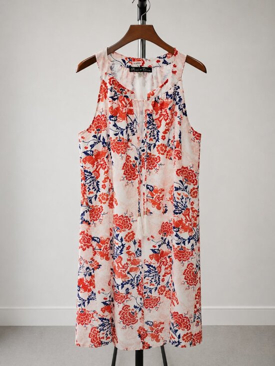 Rose & Olive Dresses & Skirts - Rose & Olive Floral Shift Dress | Red Navy Print | Size S - never worn